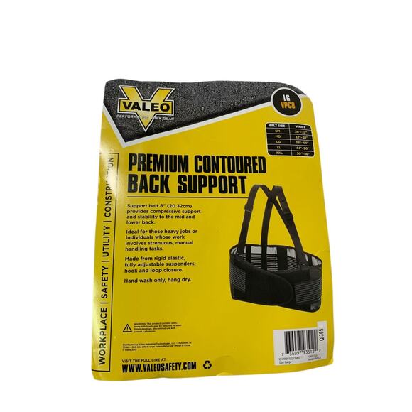 Large Valeo Premium Contoured Back Support Belt 8" Waist 38-44" - Picture 8 of 9